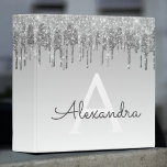 Silver Glitter & Sparkle Monogram Binder<br><div class="desc">Luxury Silver Modern Ombre Faux Dripping Glitter and Sparkle Elegant Binder. These Binders can be customized to include your initial and first name.</div>