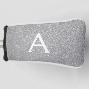 Silver Glitter & Sparkle Monogram Name Golf Head Cover