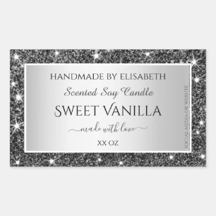Silver Glitter Sparkle Product Packaging Labels