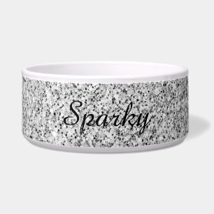 Silver glitter sparkles black white Personalize