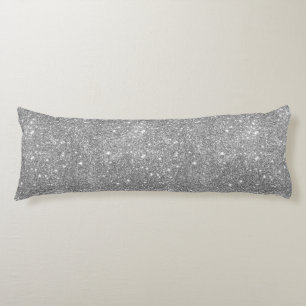 Silver Glitter Sparkles Body Pillow