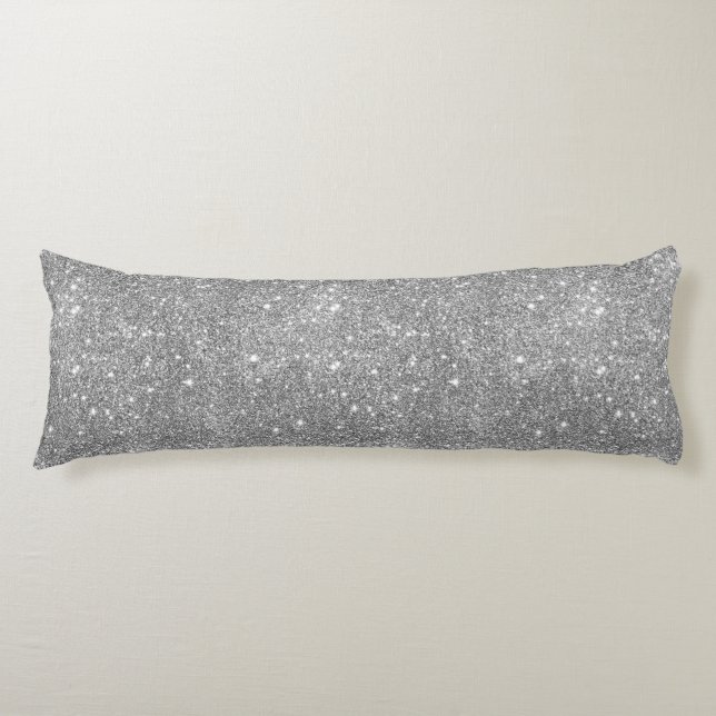 Silver Glitter Sparkles Body Pillow (Front)