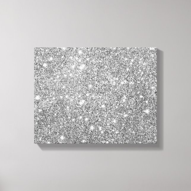 Silver Glitter Sparkles Canvas Print (Front)