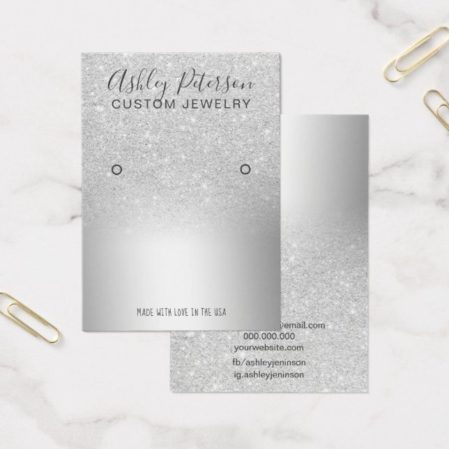 Silver glitter sparkles chic earring display (Office)