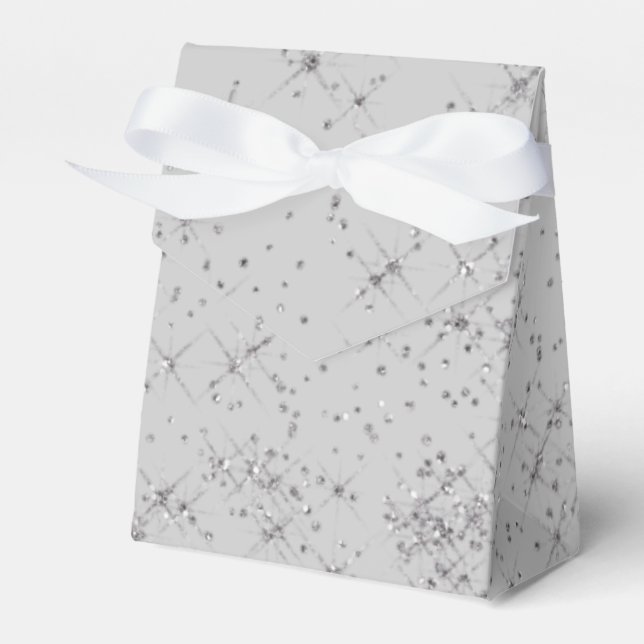 Silver Glitter Sparkles Favor Box (Front Side)