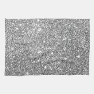 Silver Glitter Sparkles Kitchen Towel