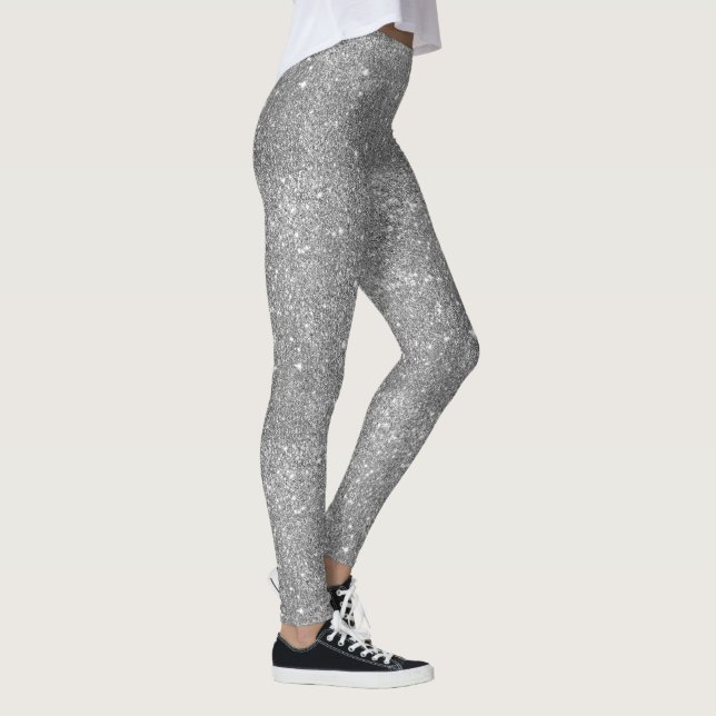 Silver Glitter Sparkles Leggings (Right)