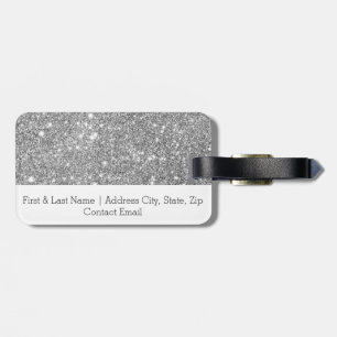 Silver Glitter Sparkles Luggage Tag