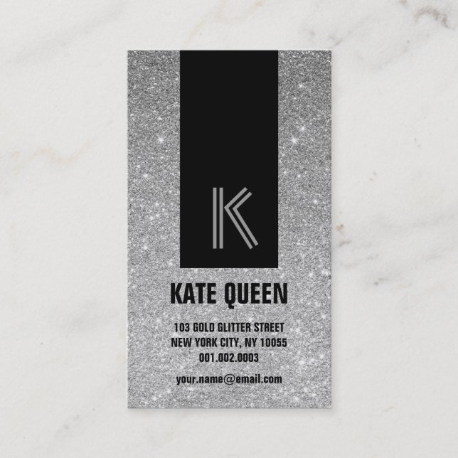 Silver Glitter Sparkles Modern Chic Profile Card (Front)