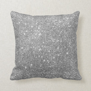 Silver Glitter Sparkles Throw Pillow