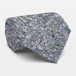 Silver Glitter Sparkles Wedding  Tie