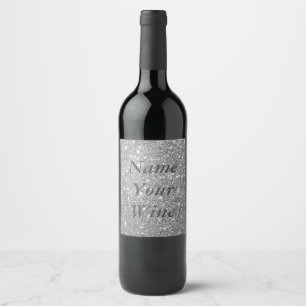 Silver Glitter Sparkles Wine Label