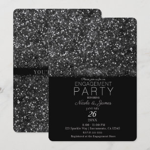 Silver Glitter Sparkling Lights Engagement Party Invitation
