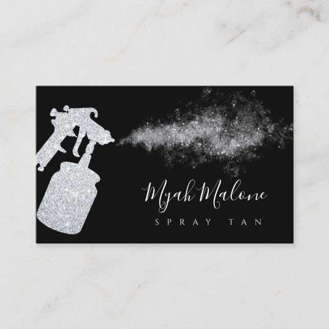 Silver Glitter Spray Tan Tanning  Business Card (Front)