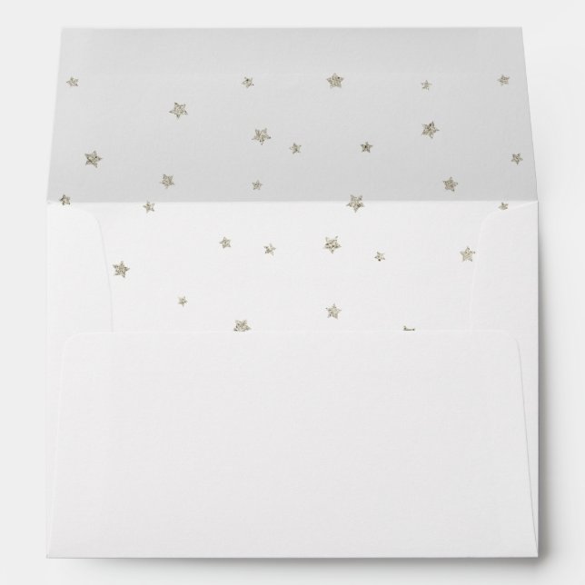Silver Glitter Stars Envelope (Back (Bottom))