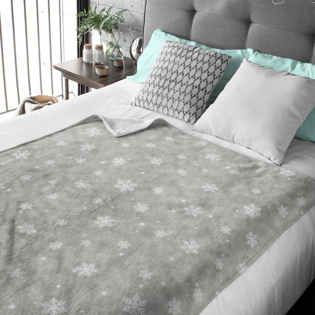 Silver Glitter Stars Snowflakes Fleece Blanket (Creator Uploaded)