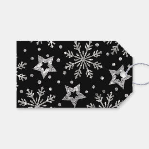 Silver Glitter Stars & Snowflakes Gift Tags
