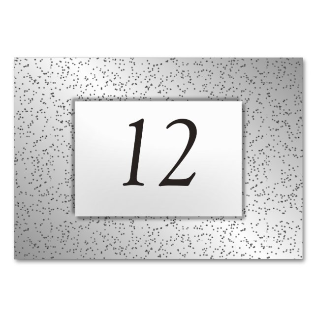 Silver Glitter Table Number Placecards (Front)