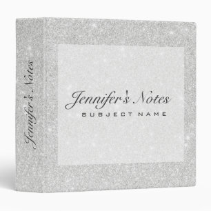 Silver Glitter Texture White Sparkling Shiny Binder
