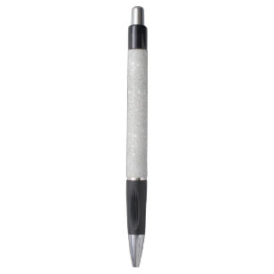Silver Glitter Texture White Sparkling Shiny Pen