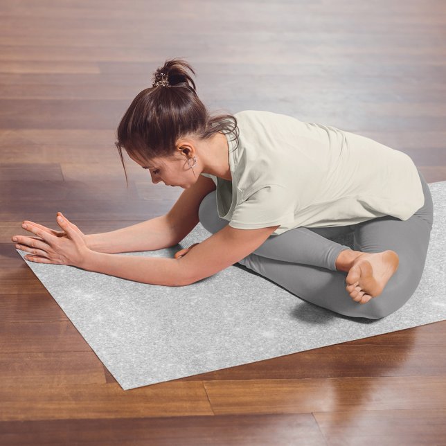 Silver Glitter Texture White Sparkling Shiny Yoga Mat (Creator Uploaded)