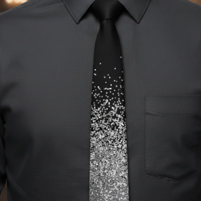 Silver Glitter Trendy Ombre Fading Tie (Creator Uploaded)
