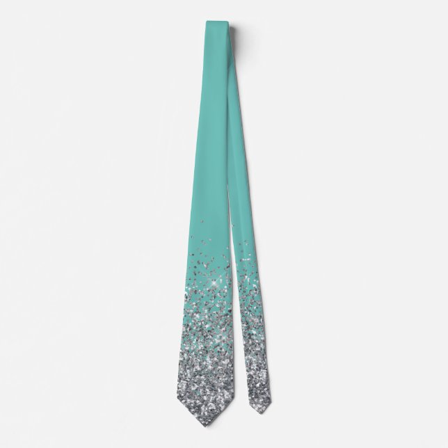 Silver Glitter Trendy Ombre Fading Tie (Front)
