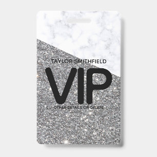 Silver Glitter trendy VIP lanyard badge custom