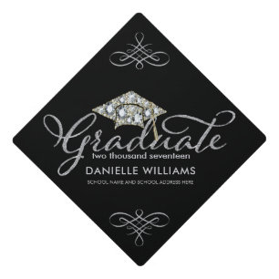 Silver Glitter Typography Graduate & Grad Hat