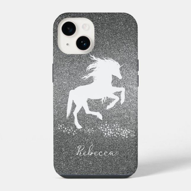 Silver Glitter Unicorn Case-Mate iPhone Case (Back)