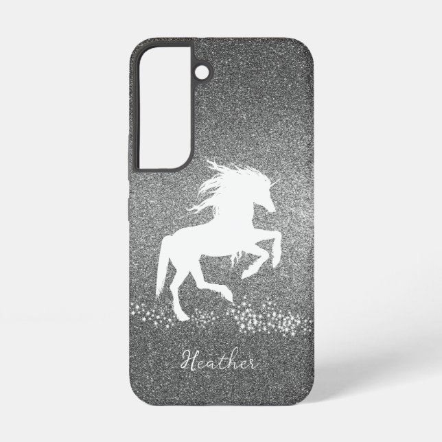 Silver Glitter Unicorn Samsung Galaxy Case (Back)