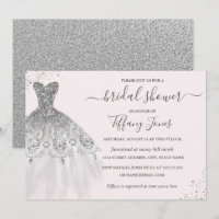Silver Glitter Wedding Dress Pink Bridal Shower