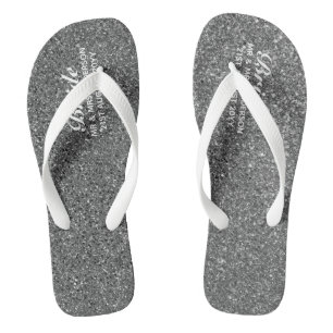 SILVER Glitter Wedding Flipflops BRIDE, Beach