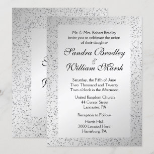 Silver Glitter Wedding Invitation
