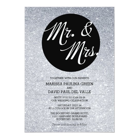 Silver Glitter Wedding Invitation