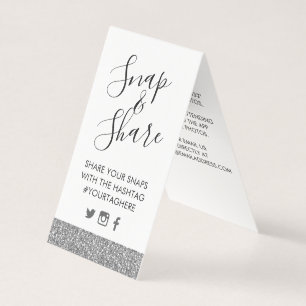 Silver Glitter Wedding Party Hashtag Sign Card