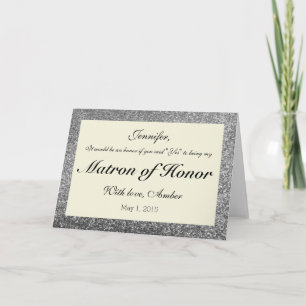 Silver Glitter Will You Be My Matron of Honour Car Invitation