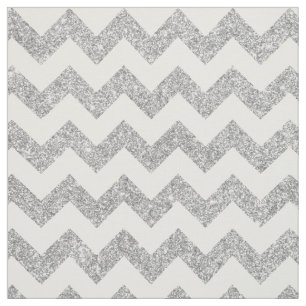 Silver Glitter Zigzag Stripes Chevron Pattern Fabric