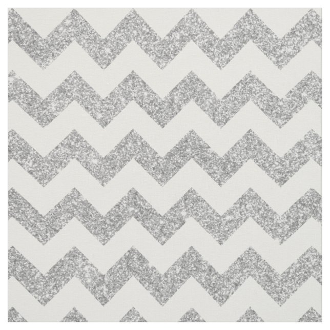 Silver Glitter Zigzag Stripes Chevron Pattern Fabric (Swatch)