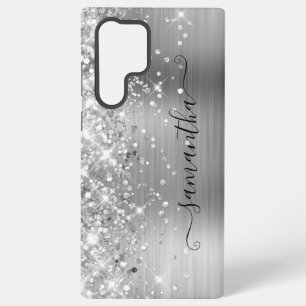 Silver Glittery Foil Girly Signature Samsung Galaxy Case