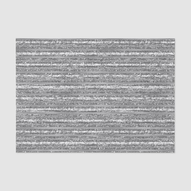 Silver Glittery Stripes Tissue Paper (Front)