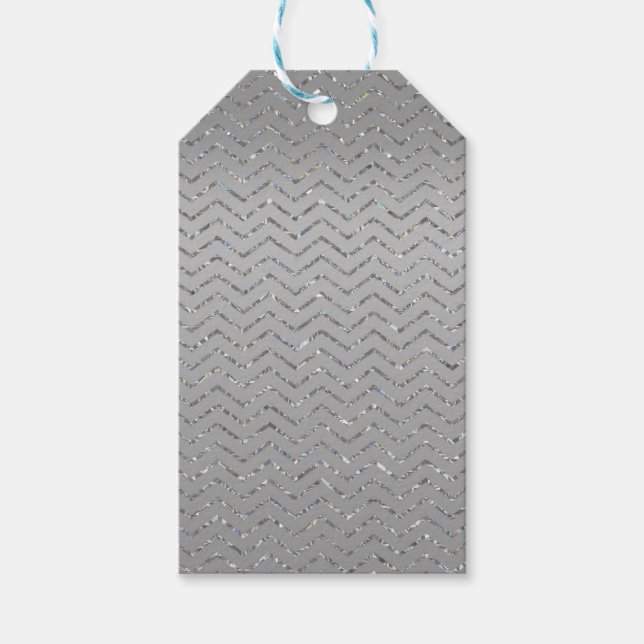 Silver Glittery Zig-Zag Gift Tag (Front)