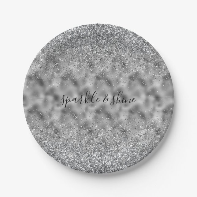 Silver Glitz Sparkle Paper Plate (Front)