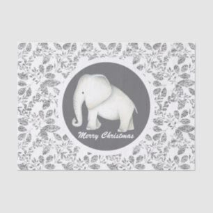 Silver glitz white elephant party tissue tissue paper