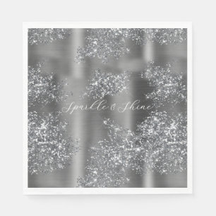 Silver Glitzy Glitter Napkin