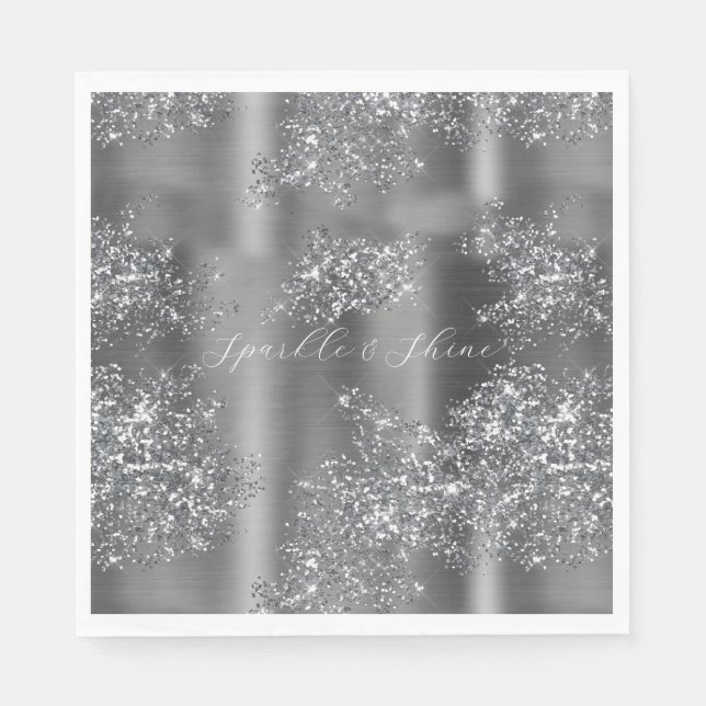 Silver Glitzy Glitter Napkin (Front)