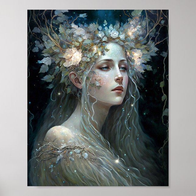 Silver Goddess Fantasy Art Poster (Front)