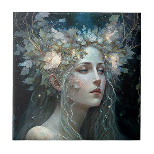 Silver Goddess Fantasy Art Tile