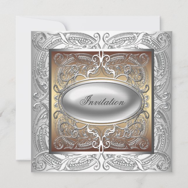 Silver Gold All Occasion Party Invitation (Front)