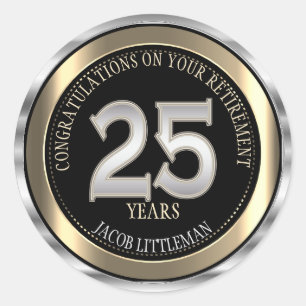 Silver, Gold and Black - 25 Years Classic Round Sticker